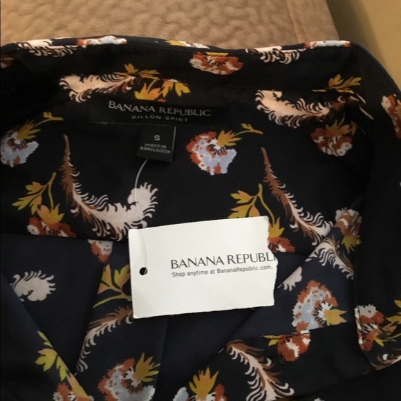 NWT Banana Republic Dillon navy/gold floral shirt - Picture 5 of 6